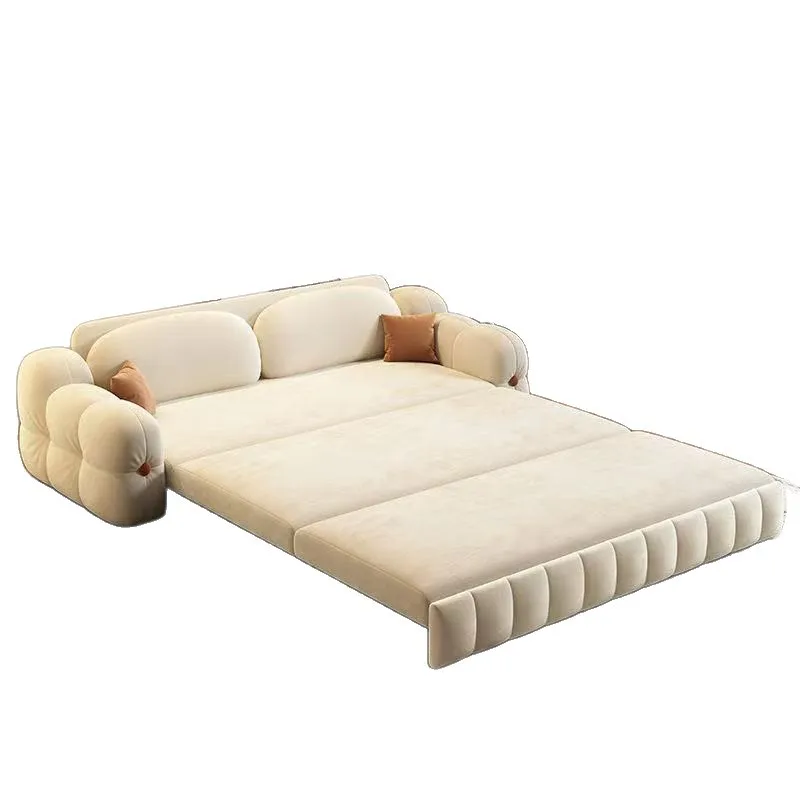 Flannel sofa bed Cream wind dual-purpose integrated multi-functional pull-out foldable storage small apartment balcony new