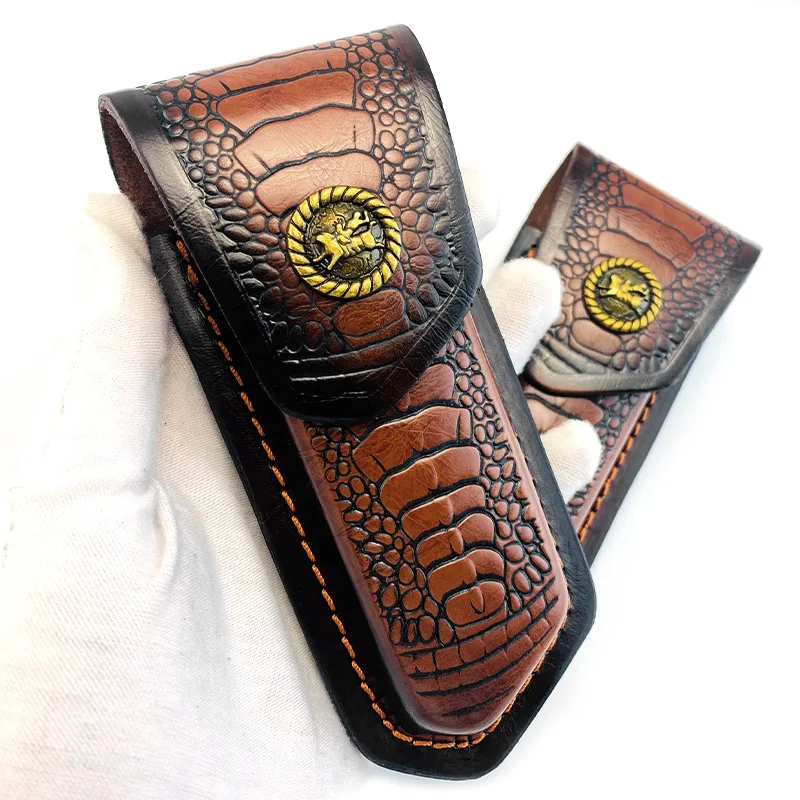 Folding Cowhide Knife Cover Universal Head Layer Tool EDC Scabbard Hand Tool Accessories view 5