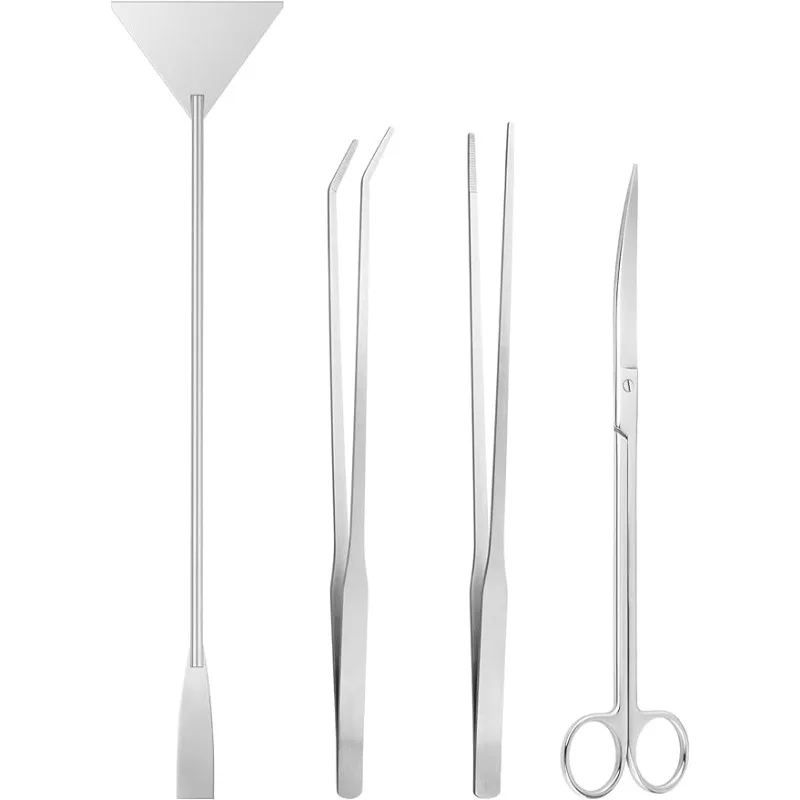 Aquascape Tools Aquarium Kit - 4PCS Terrarium Supplies Include Long Tweezers for Terrarium, Feeding Tongs, Aquarium Scissors