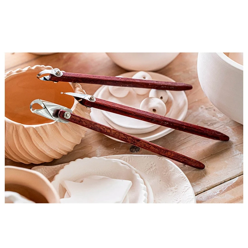 Red Flower Pear Carving Tools Texture Clay Sculptures Hand-Carved Decorative Stainless Steel Ring Knives