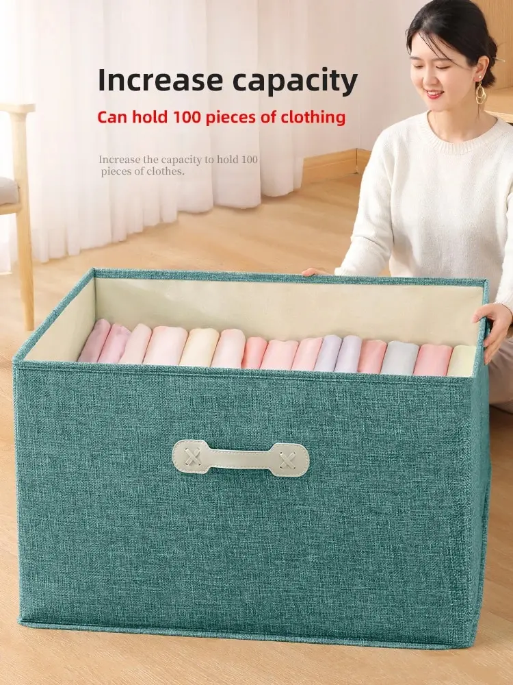 Joybos Clothing Storage Box Thick Cotton and Linen Clothes Quilt Storage Basket Organizer Box Foldable Wardrobe Storage New