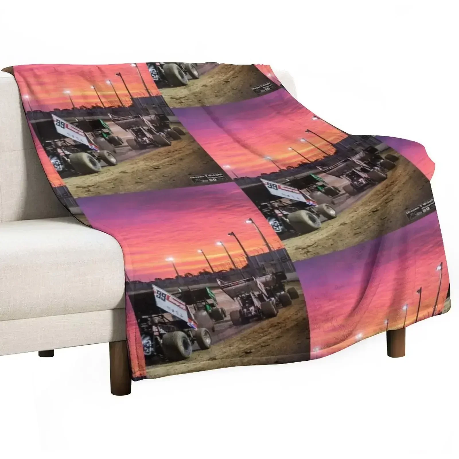 Sunset at the Speedway track. Throw Blanket manga Fashion Sofas Camping Cute Plaid Blankets