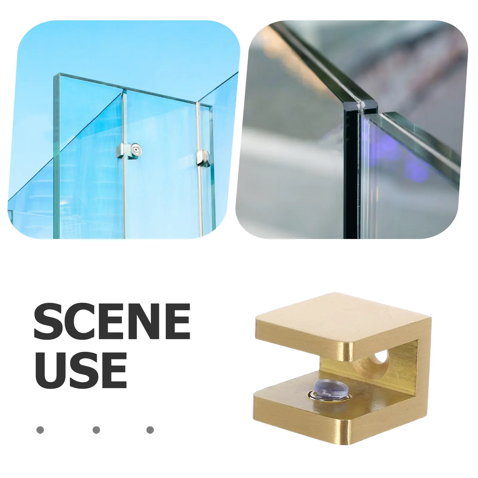 2Pcs Glass Shelf Clamp Brackets Brass Heavy Duty Wall Mount Frameless Glass Panel Support Holder for Home Office Kitchen