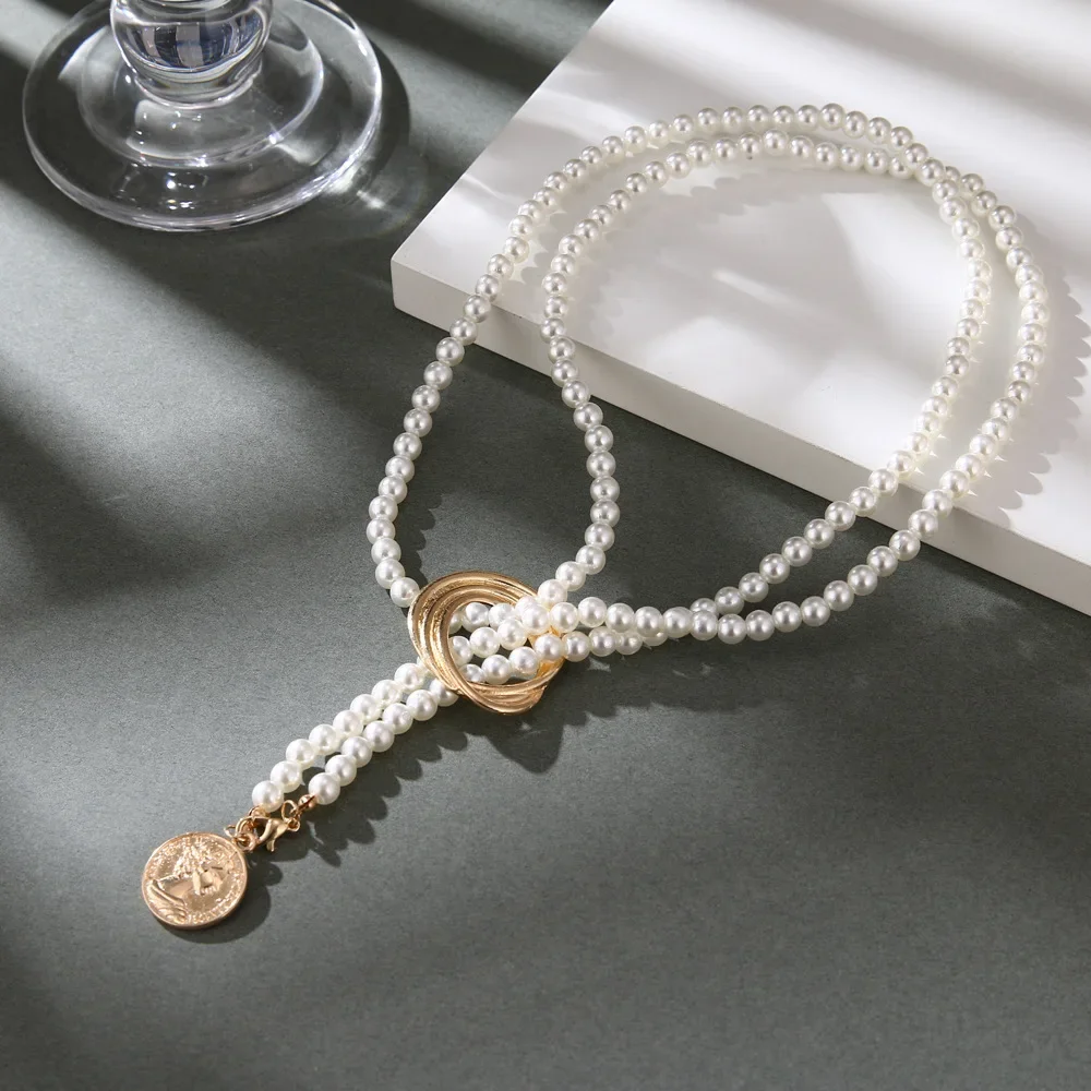 قوط اللؤلؤ المختنق قلادة الصليب لاسو المعلقات النساء مجوهرات على الرقبة سلسلة الخرز قلادة Chocker طوق لفتاة Kpop #6