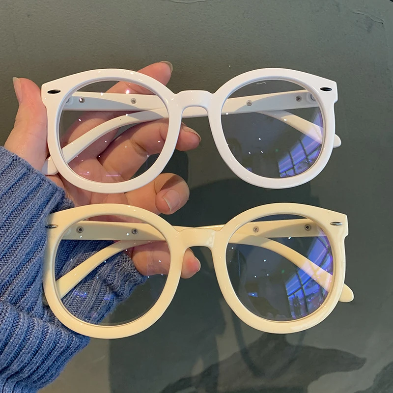 Retro Round Frame Plain Gasses Blue Plating Film Glasses All Mmatch Men Women Fashion Blue Light Blocking Glasses Eyewear