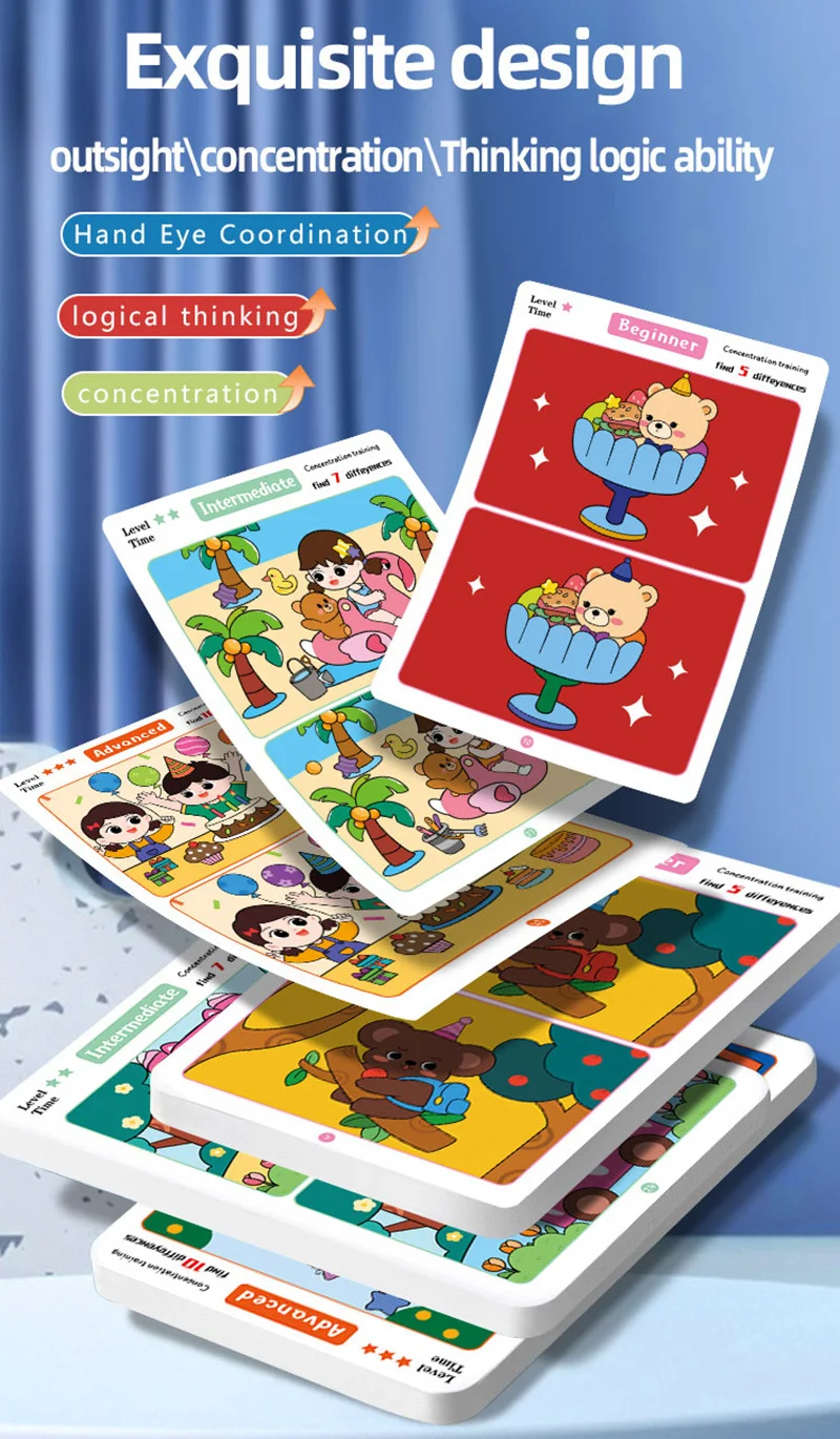 Edukacyjna gra na wykrywanie usterek: wielorazowe papierki do ścierania do treningu koncentracji i uwagi ﻿ Edukacja wczesnoszkolna i oświecenie