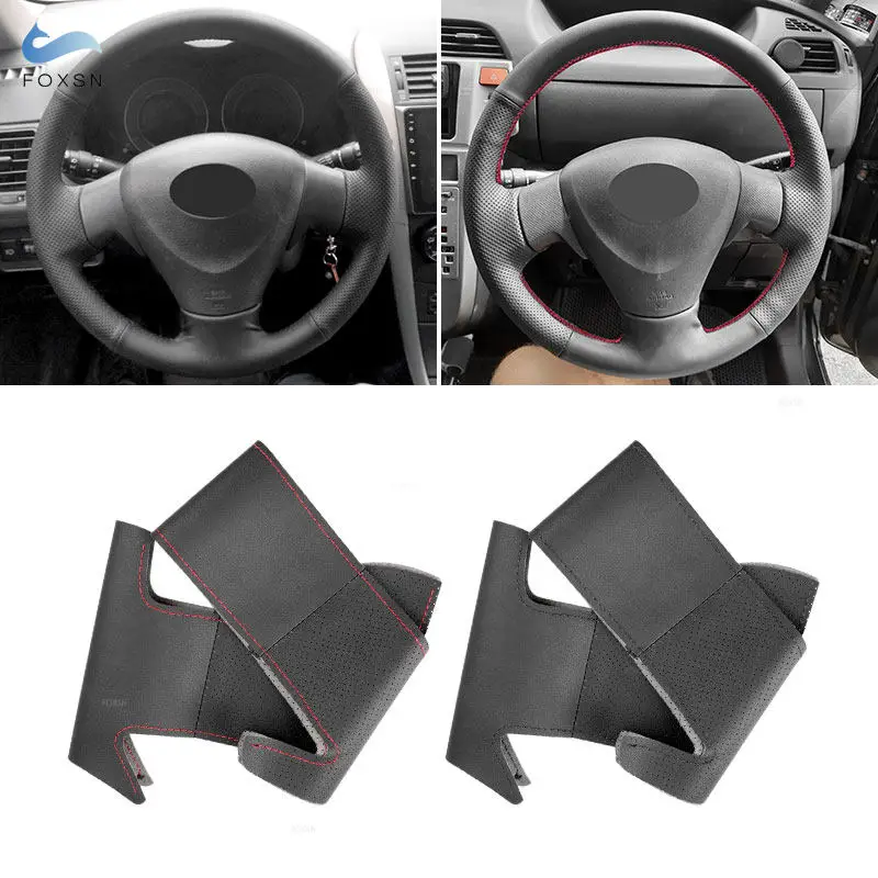 

Плетение на руль для Toyota Corolla 2006-2010 Matrix 2009 Auris 2007-2009, сшитый вручную кожаный чехол на руль автомобиля