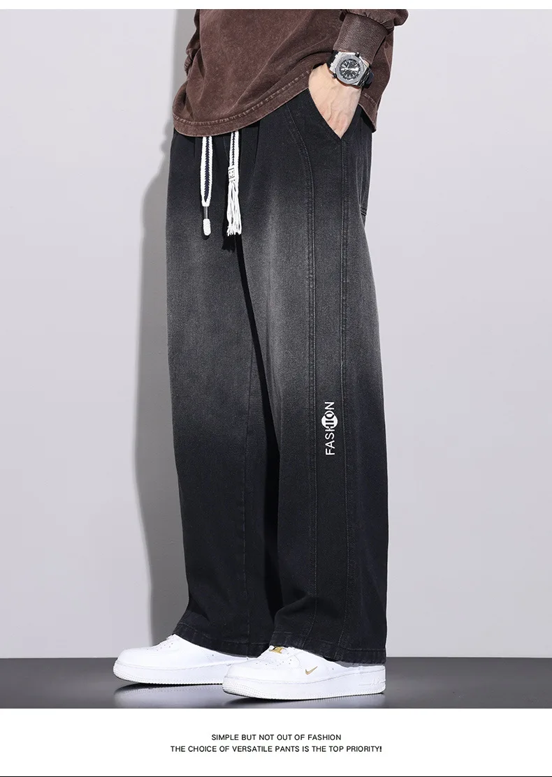 New Vintage Wide Leg Jeans Pants Men Trousers Korean Fashion Loose Casual Straight Jeans Y2k Streetwear Men Clothing