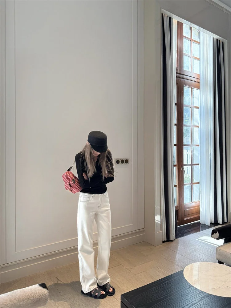 

Yangzifan Tech-Fleece Lined Denim Jeans Brand Level Craft Three-Proof Fabric Casual Style Natural Waist Zipper Closure Winter...