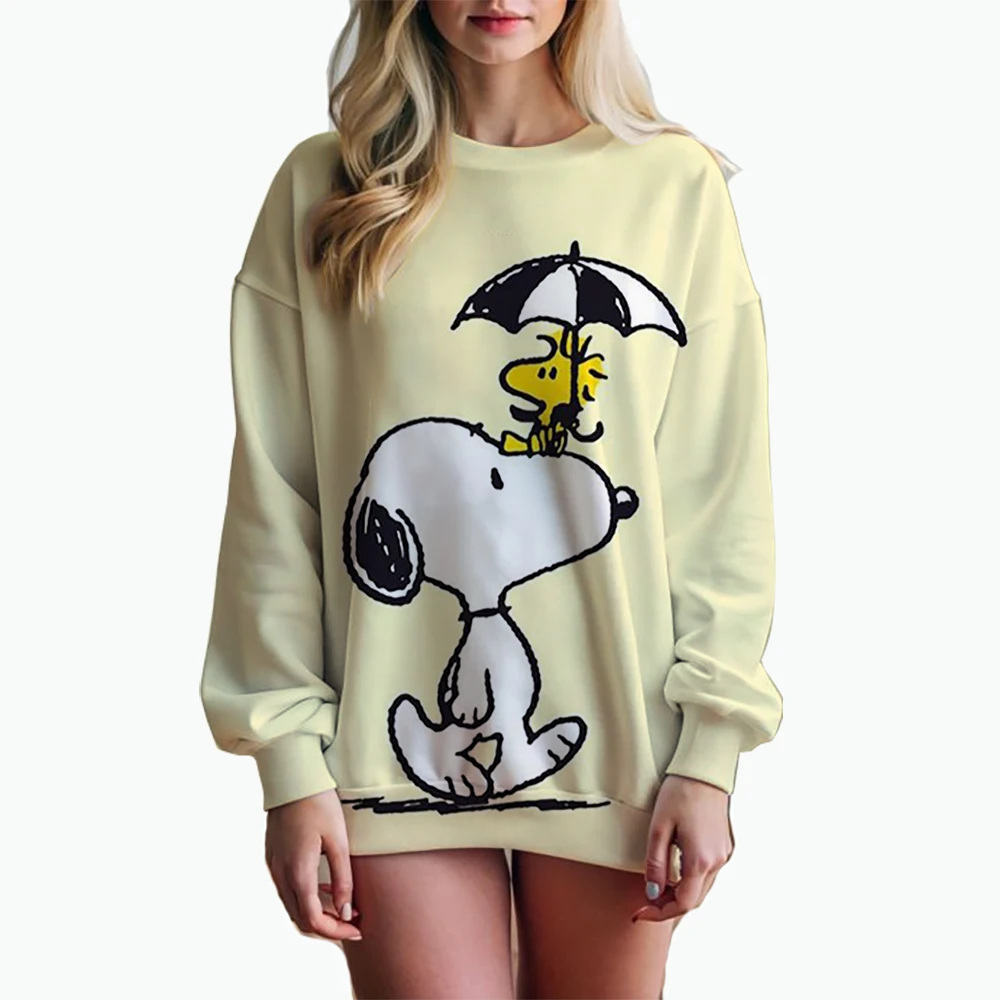 Woman\'s Hoodie New Autumn/Winter Fashion Y2K Snoopy cartoon print Sweatshirts Round Neck Coat Loose Long Sleeve Hatless Hoodie