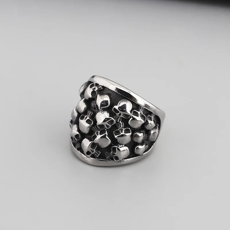 Fongten Gothic Skeleton Rings For Men Stainless Steel Cocktail Ring Male Gold Silver Color Skull Charm Hip Hop Jewelry Wholesale