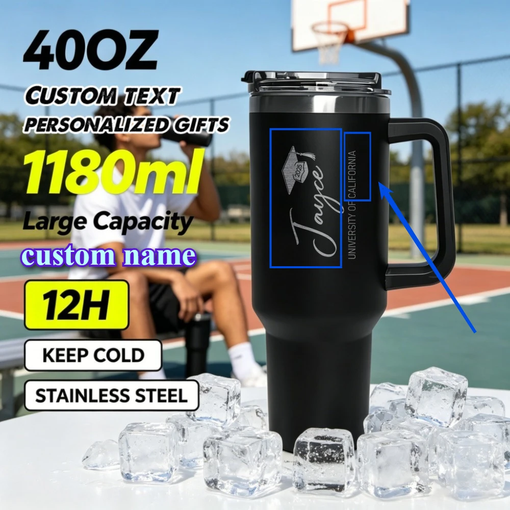 With lid1200ML Custom Large Capacity Thermos Cup Stainless Steel Vacuum Insulated Water Bottle with Straw Leak Proof Gym Travel