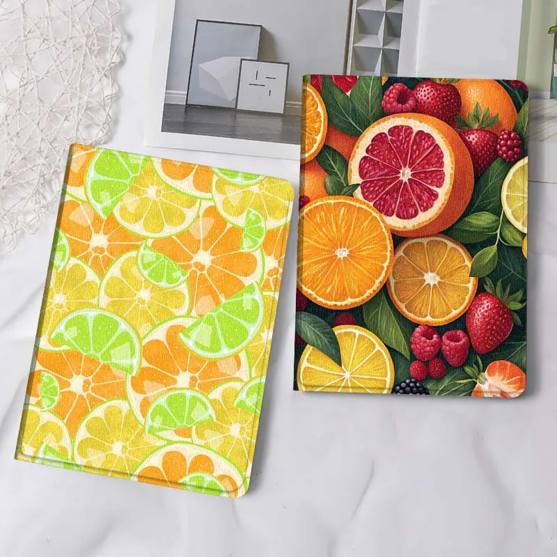 

Cartoon Citrus Fruit Pattern Tablet Case For Samsung Tab Galaxy S6 S11 A A7 A8 A9 A11 10.1 10.4 10.5 Plus Lite Gift