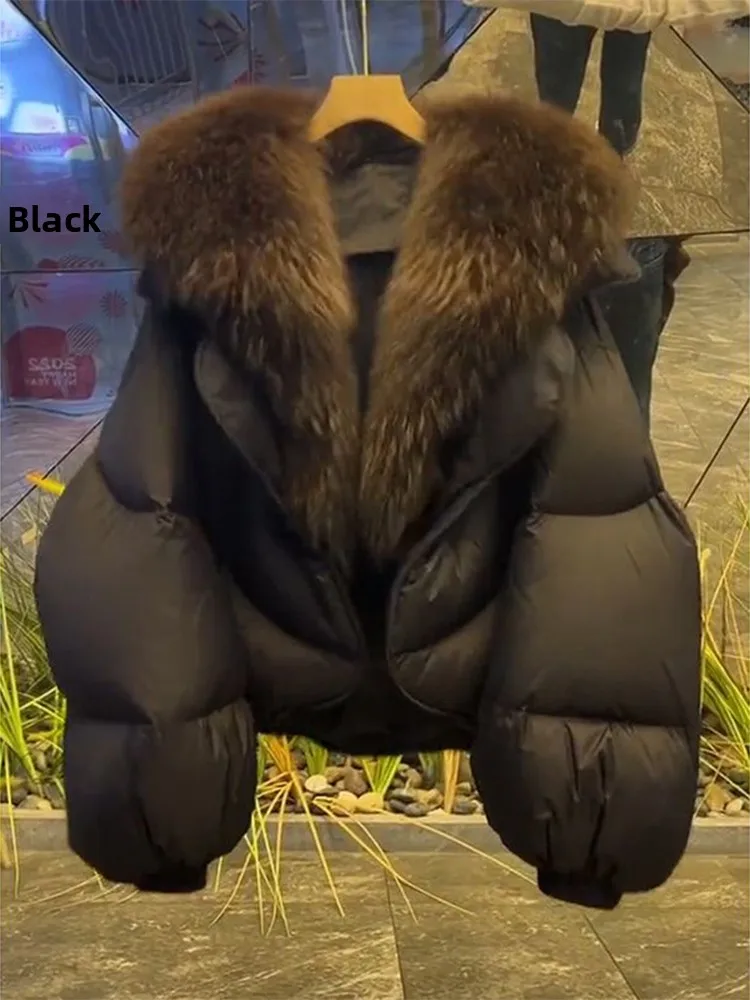 Thickened Warm Cotton Jacket Women's Winter Fashion 2023 New Style Super Beautiful Big Fur Collar Outerwear Commute Zipper