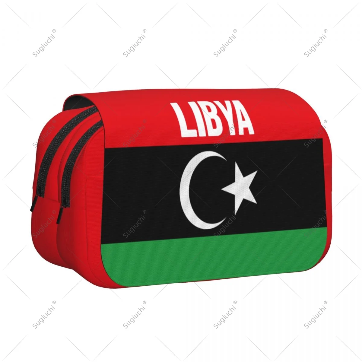 Pencil Case Scissors Bags 3D Libya Flag Double-layer Oxford Cloth Stationery Storage Pen Box Case