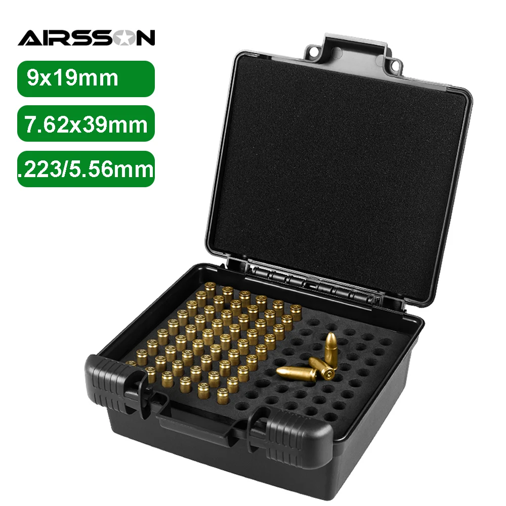 99 Rounds Ammo Box 9x19mm/7.62x39mm .223/5.56mm Bullet Case Pistol Rifle Ammo Storage Box Flip-Top Bullet Cartridge Carry Case