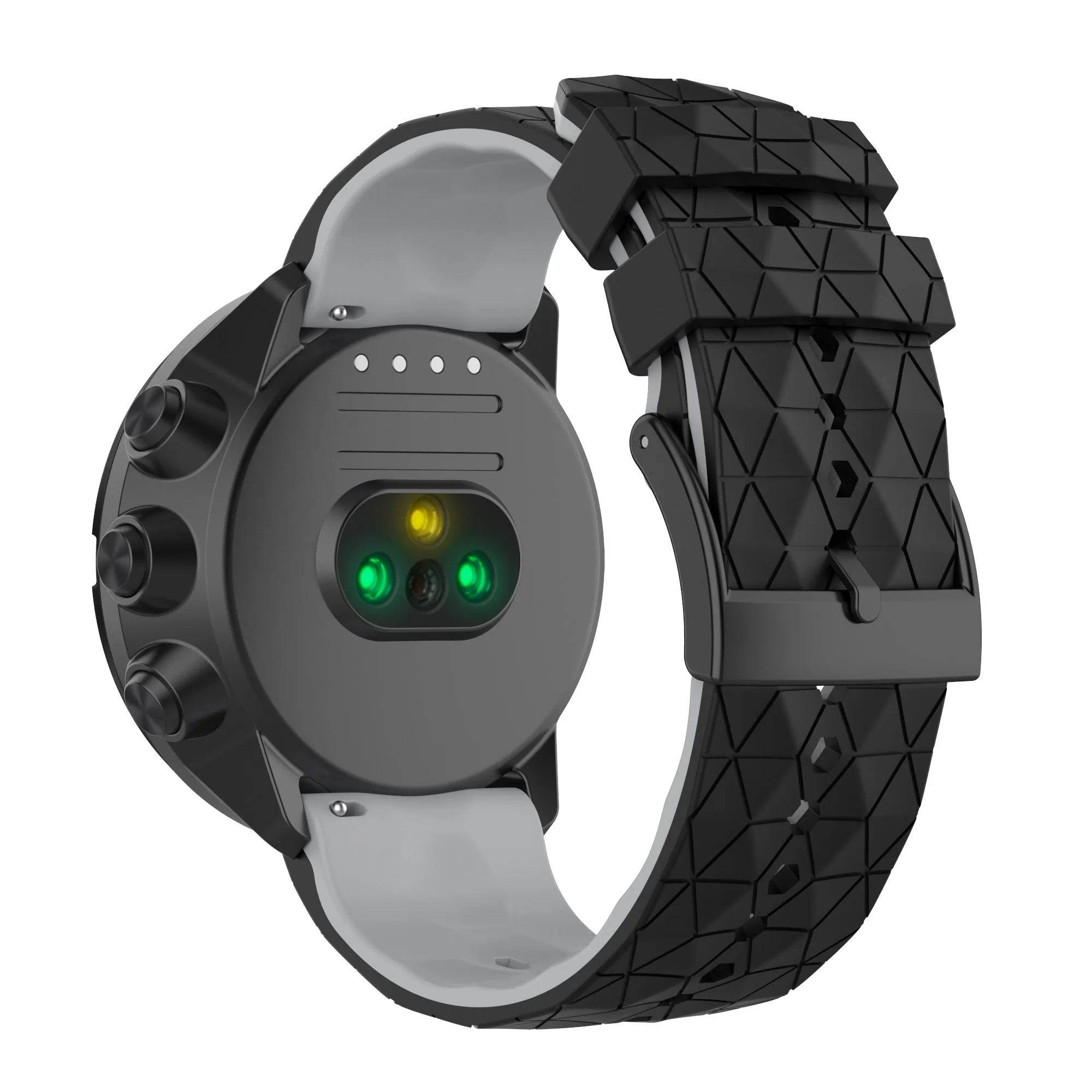 

Мягкий силиконовый ремешок для часов Suunto9/Baro/Suunto7/D5, сменный браслет 24 мм с футбольной текстурой - черный/серый