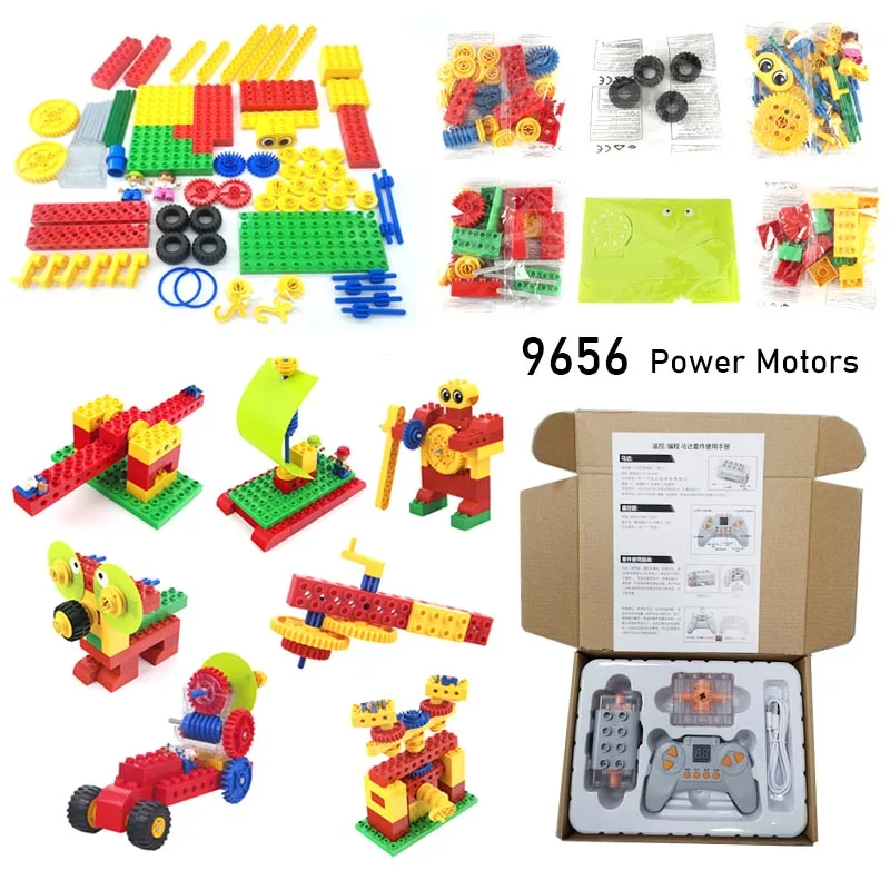 NEW Building Block Four Axes Spin Large Motor Remote Control Fit For 9656 Early Simple Machines Set Teaching DIY Aid Toys Gifts