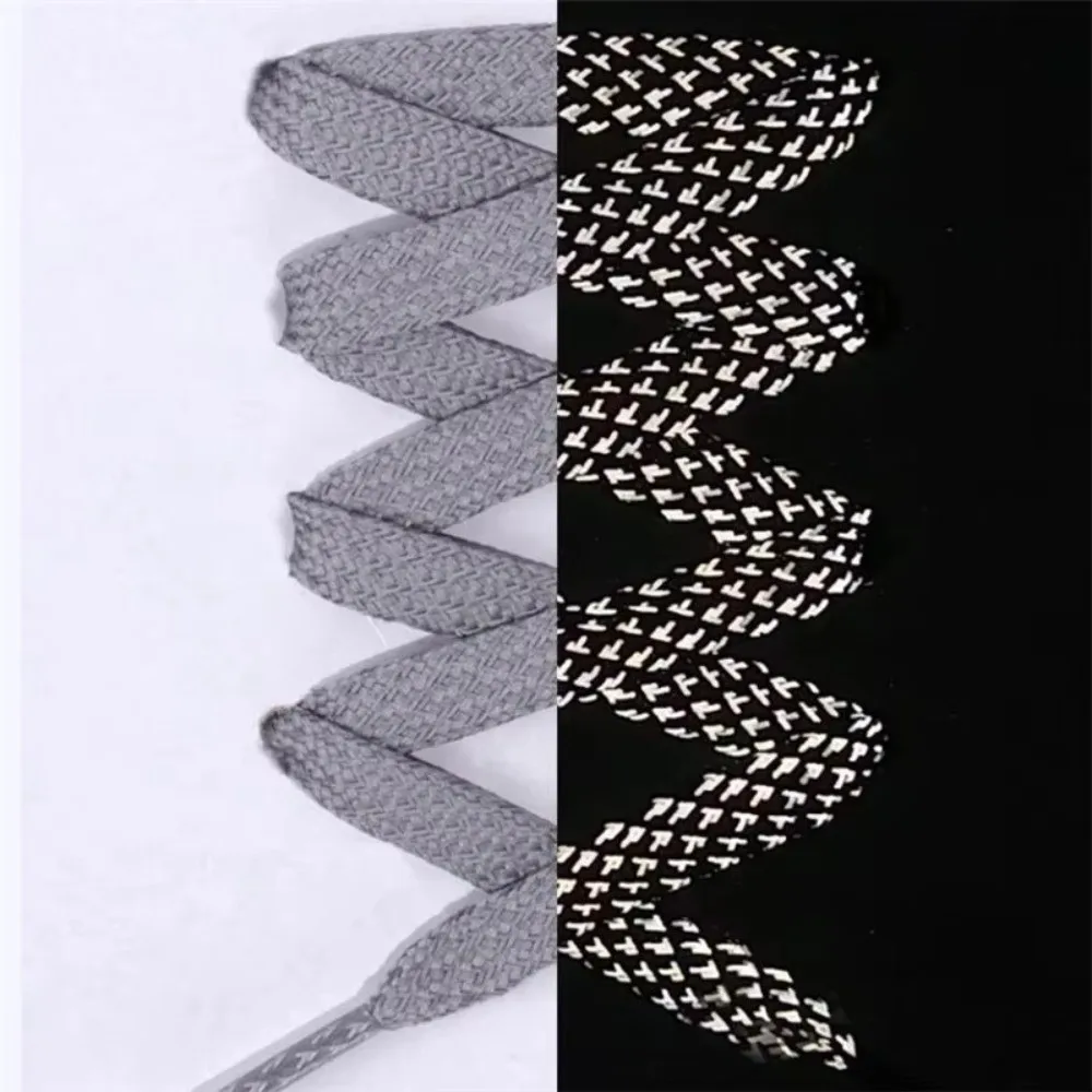 1Pairs New Colorful Reflective Laces Wide Wave Casual Reflective Sneaker Shoestrings 100CM Flat Shoelaces Shoelace Strings