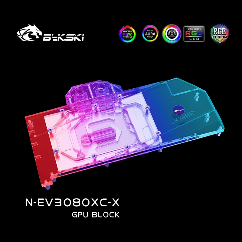 Водяной блок Bykski N-EV3080XC-X для EVGA GeForce RTX 3080 XC3, черный игровой графический процессор/видеокарты/медный радиатор охлаждения RGB SYNC