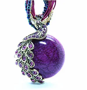 Hot Fashion  Women crystal Necklace Retro Bohemian Phoenix Peacock Opal Eye Party Gift Jewelrty N1153