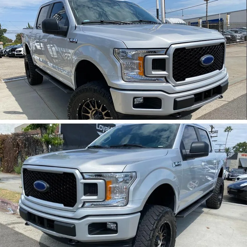 

Honeycomb Front Bumper Grille Grill For Ford F-150 F150 XLT INGOT SILVER 2018 2019 2020 SSV Extended Cab Pickup 4-Door parts