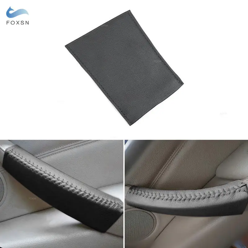 Black Car Interior Door Handle Pull Cover Hand Stitched Micro Leather For BMW X5 E70 X6 E71 2007 2008 2009 2010 2011 2012 2013