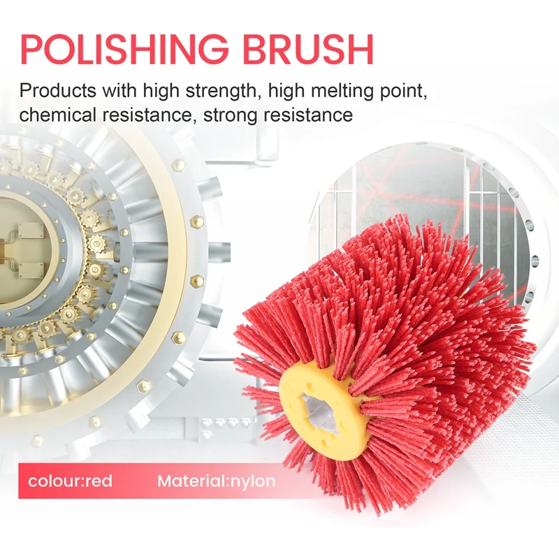 Red Abrasive Wire Drum Brushes Deburring Polishing Buffing Wheel for Furniture Wood Angle Grinder Adapter