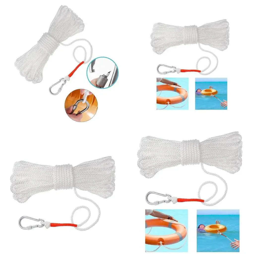 

Y1UC Hollow Braided Polypropylene Rope Heaving Line with Spring Hook Buoy Pool Life Preservers Ring Rope Boat Anchors Rope