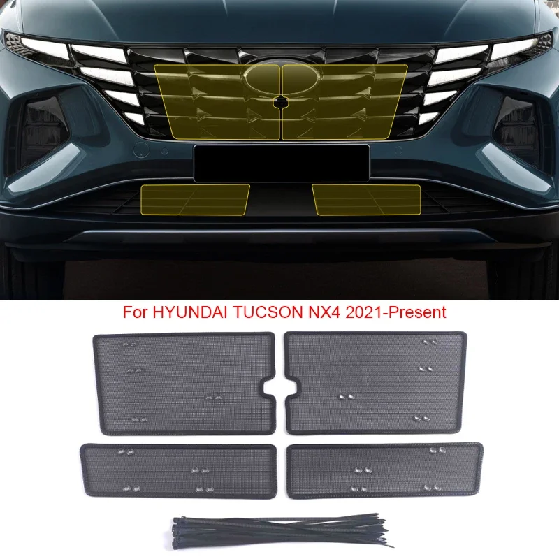 4Pcs Car Insect Screening Mesh Front Grille Insert Net Styling Stainless Steel For HYUNDAI TUCSON NX4 2021-2025 Accessories