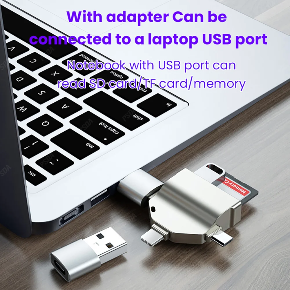 PSDA 3D 3 in 3 OTG Adapter for Phone Micro Type-C To USB SD TF Card Readers 9in1 3in1 Converter for Samsung Huawei Notebooks