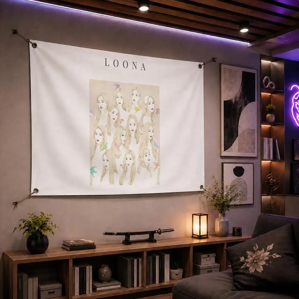 Trending K-Pop LOONA Flags Indoor Outdoor Wall Banner Party Decor Large Hanging Wall Backdrop