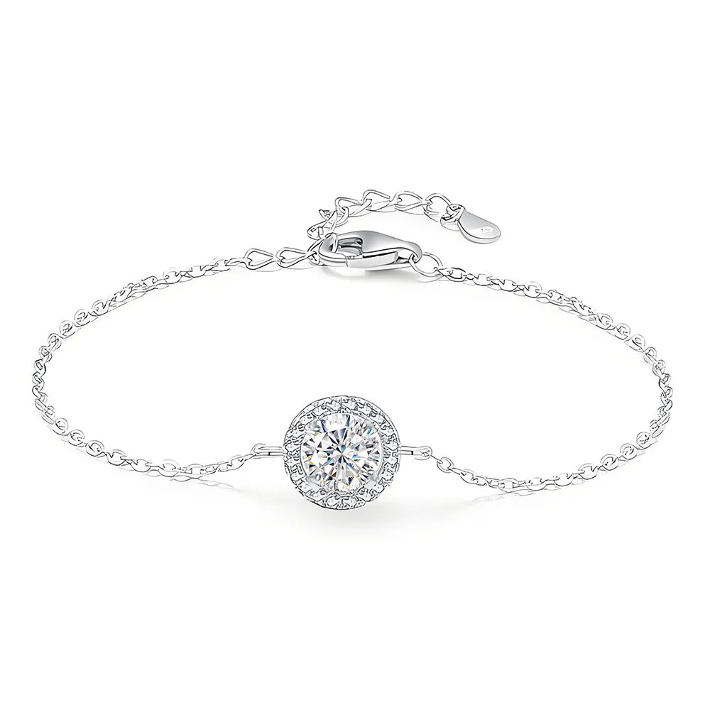 Round bag 80 points moissanite bracelet S925 sterling silver jewelry fashion versatile women's boutique jewelry