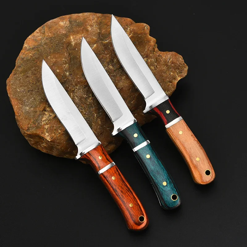 Mongolian Handheld Meat Eating Knife Stainless Steel Outdoor Camping Barbecue Knife Portable Multipurpose Cutting Beef Knife