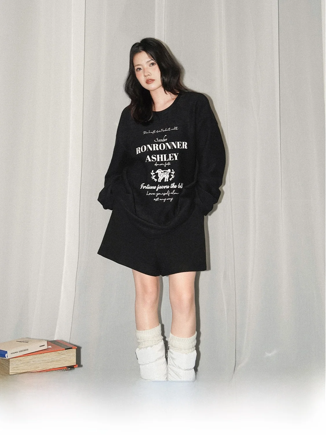 

JINGU женская свободная толстовка с капюшоном Long Sve Thiened round Ne Letter Patterned Sweatshirt Casual Sle осень-зима Jaet