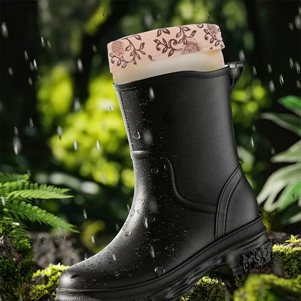 Regenlaarzen Binnenhoes Thermische sokken Voeringen voor koud weer Lang Zwart Dames Heren Waterdicht Warm geïsoleerde laarshoezen