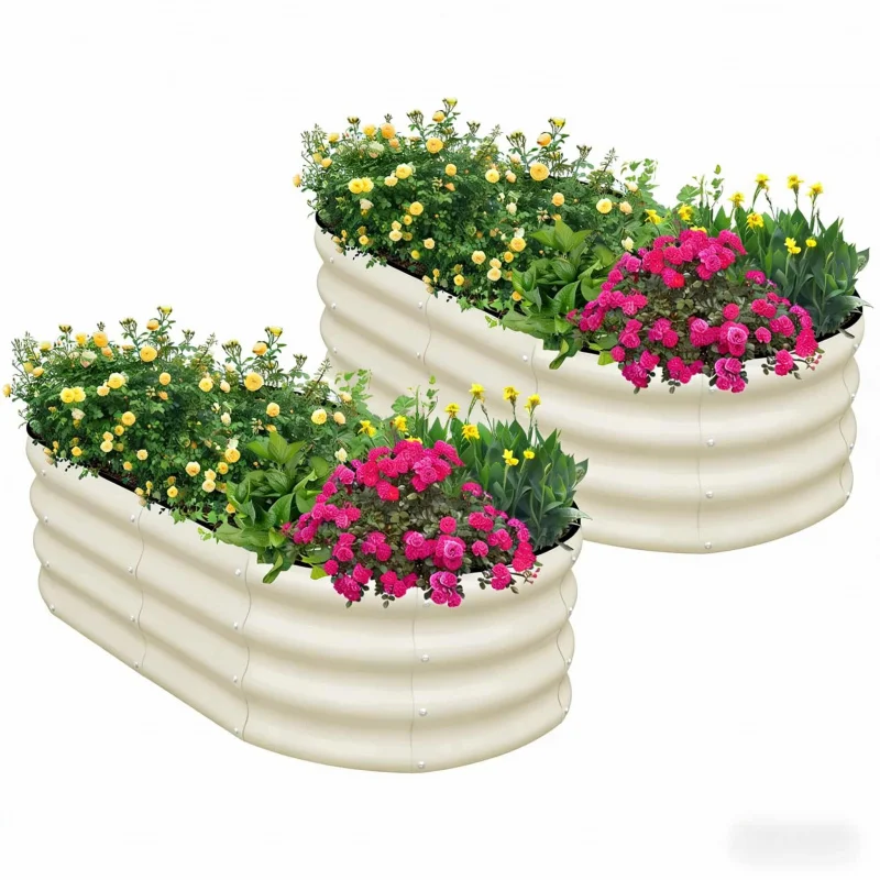 Oval Galvanized Steel Planting Tub Multi-Specification Combination Vegetable Planting Pot Multi-Color Optional Outdoor Courtyard