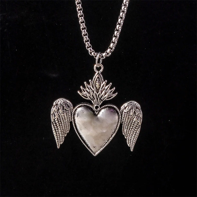 Aihua Steampunk Pfirsichherz-Anhänger Halskette für Damen und Herren, Einfache Popcorn-Kette Herz-Halskette, Modische Schmuck-Accessoires – Detail 5
