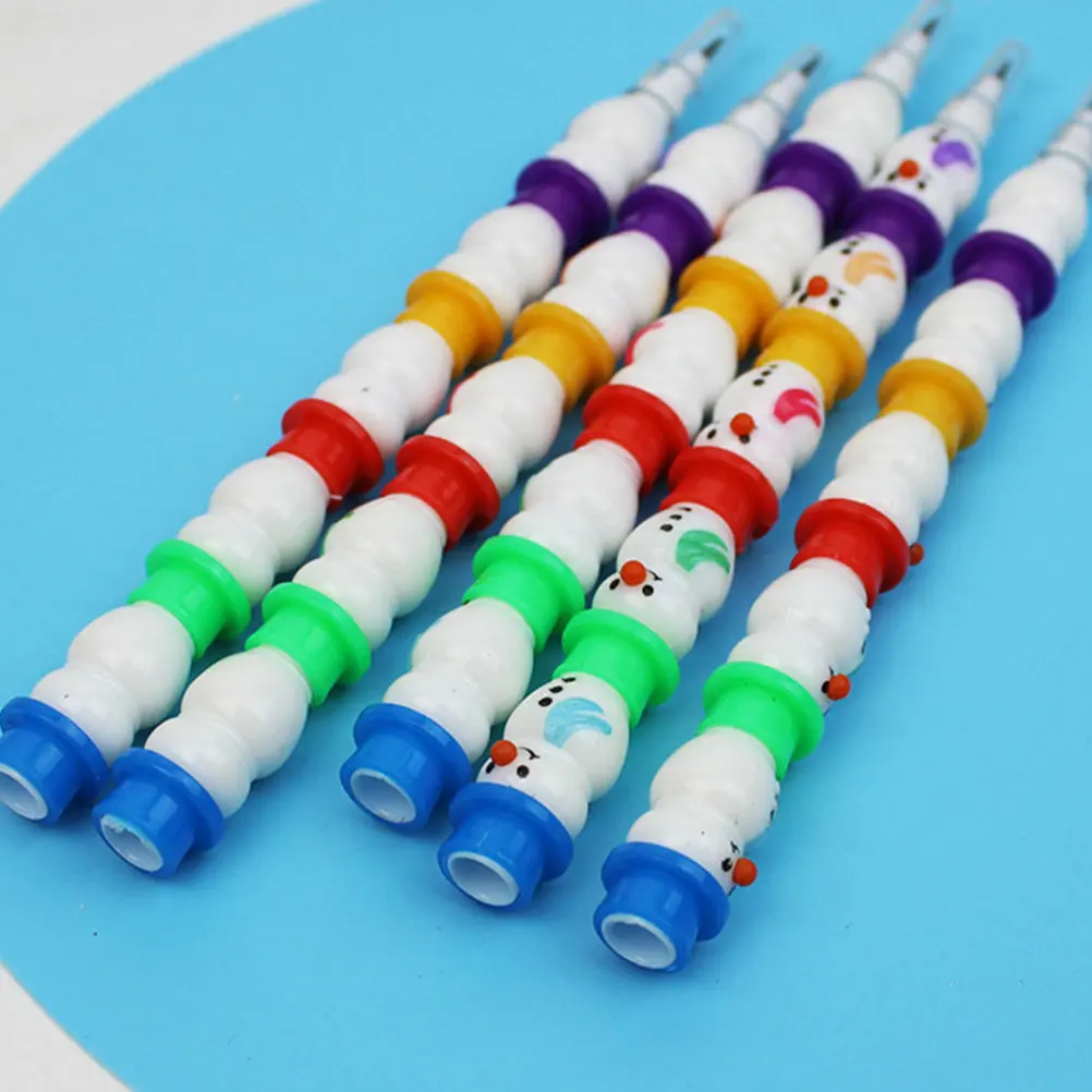 

5Pcs Plastic Stackable Pencils Snowman Shape Bright Creative Writing Pencils Stationery Set for Teens Christmas Classroom Prizes