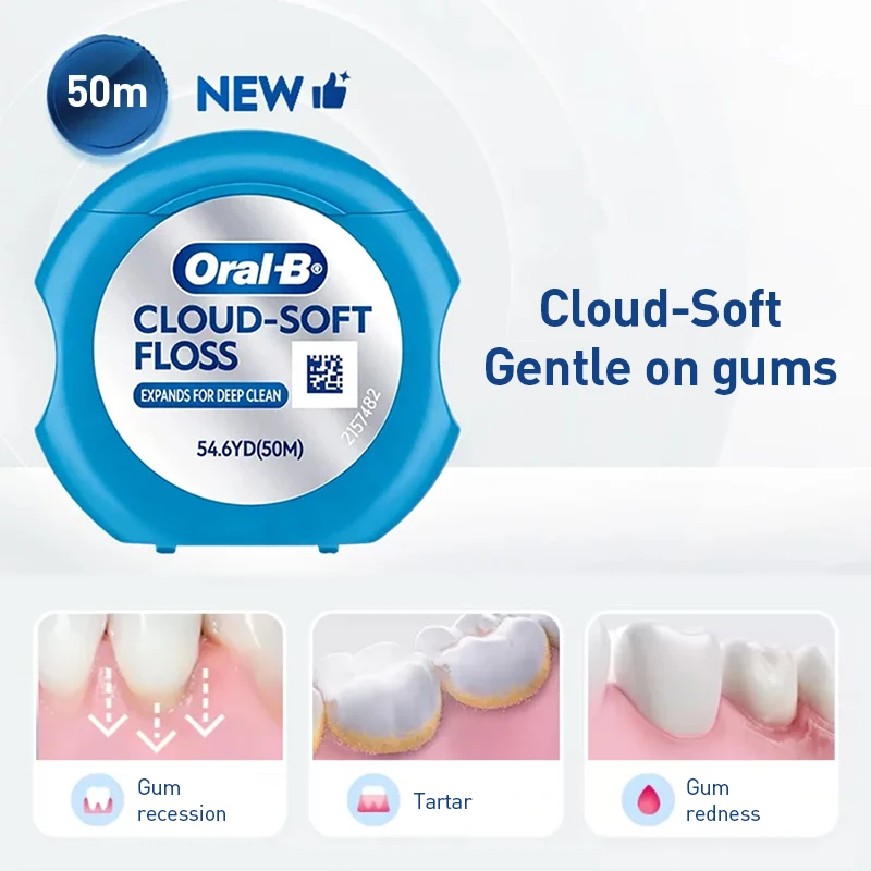Oral B Glide Floss Ultra Soft Zahnseide mit Minzgeschmack, Komfortable Breite Flache Zahnseide für Tiefenreinigung, 50M