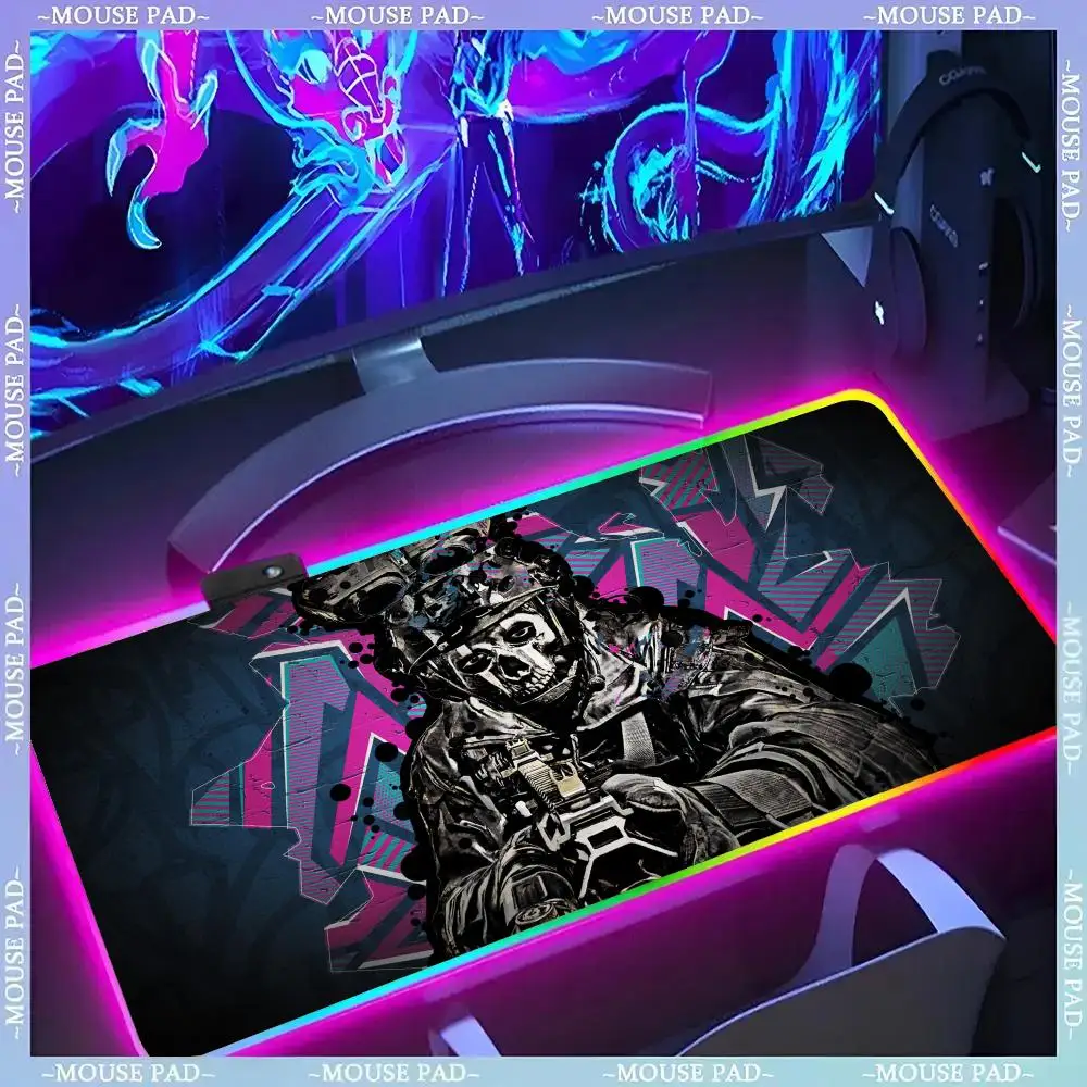 

Коврик для мыши Calls Of Duty Warzone, геймерский люминесцентный светодиодный коврик для мыши, игровой стол, RGB настольный коврик, клавиатура, коврик для мыши для ПК