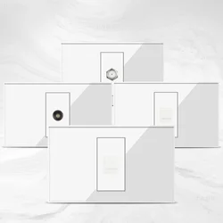 DELEFU White Glass Panel 3/1 Multifunctional Wall Socket NET Socke CAT6 CAT5 SAT TV Tel Tuya WIFI Switch Smart