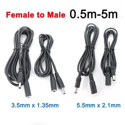 DC Female to Male Extension Cord 5V 2A 3.5x1.35mm / 12V 5A 5.5x2.1mm Plug Jack Connector Cable Power Supply Adapter Line