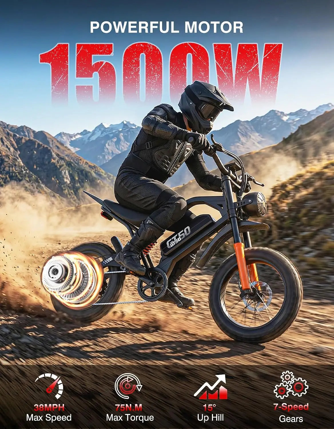 1500W Peak Electric Dirt Bike 38MPH Top Speed for Adults & Teens Off-Road Trail Riding, Customized
