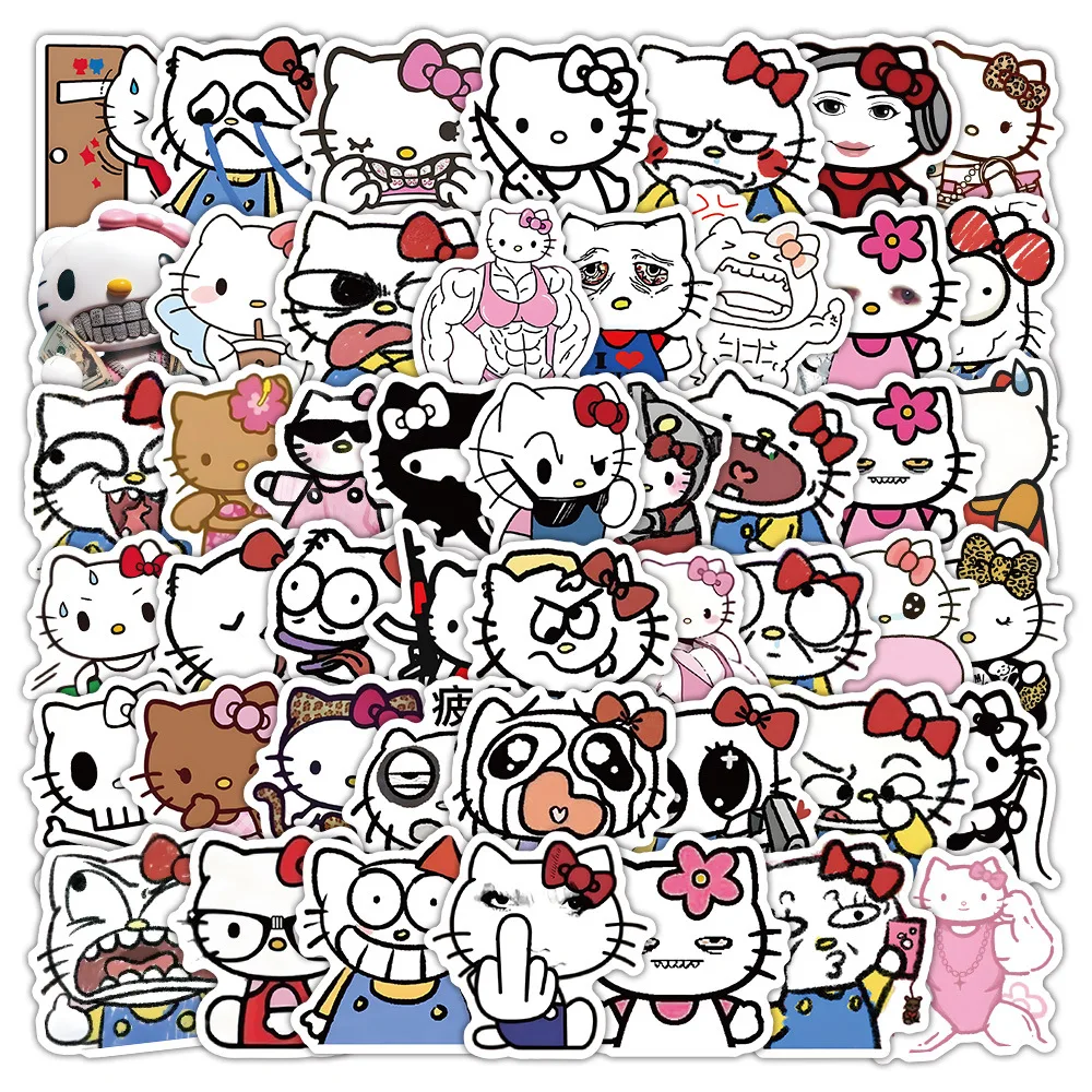 

70PCS Cartoon Hello Kitty Funny Abstract Graffiti Sticker Creative Waterproof Decals Decorative Mobile Phone Case Pencil Case