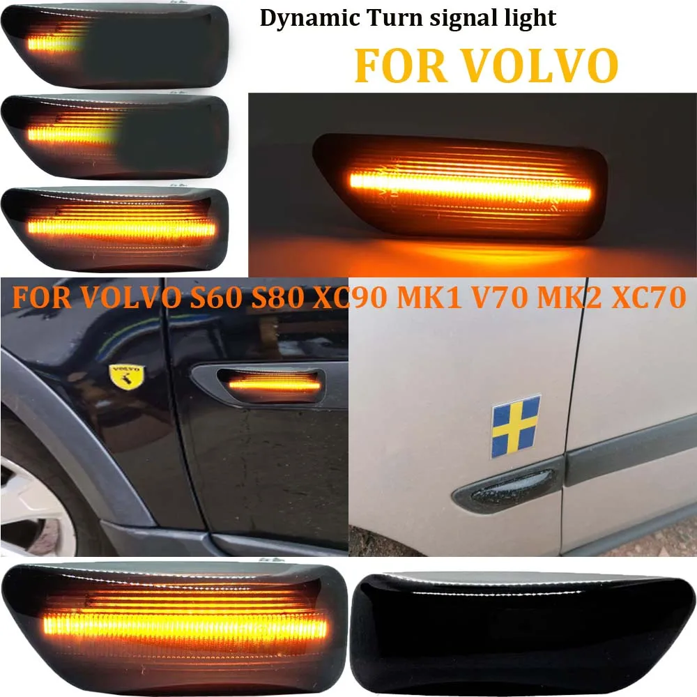 

2Pcs Dynamic LED Amber Side Marker Blinker Turn Signal Lights For Volvo S60 V70 XC90 S80 XC70 1998-2007 OEM #: 30722641,34432641