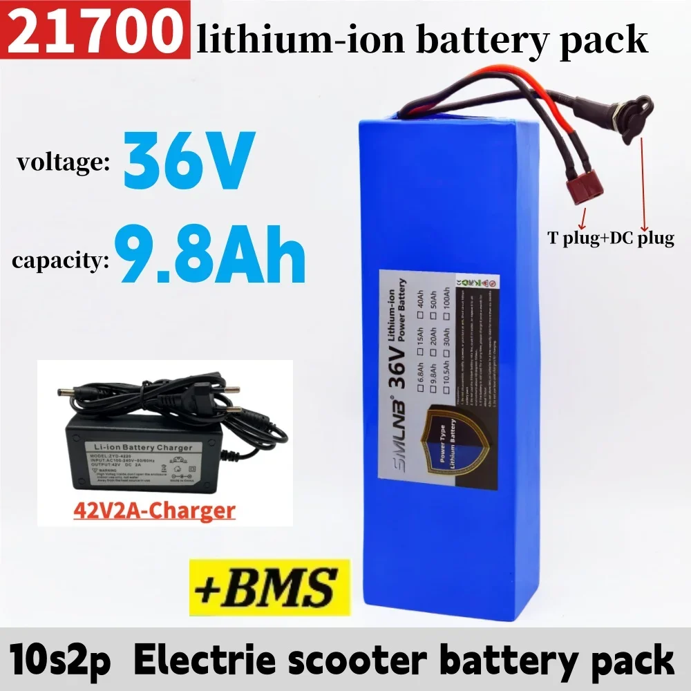 

10S2P 36V 9800mAh large capacity 21700 lithium battery pack, For electric scooter batterycustomizable with multiple plugs