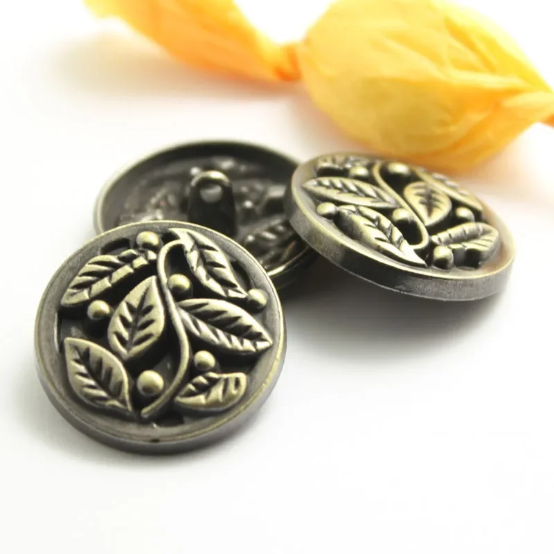 Antique Bronze Brushed Metal Button, Windbreaker Button, Retro Decoration, Flatback Embellishments, Wholesale, 18-40mm, 10Pcs