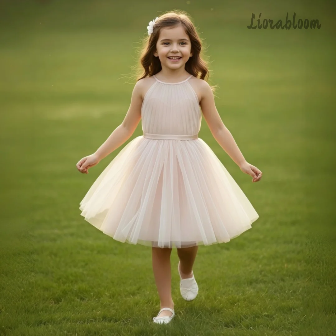 

Custom Formal Dress Halter-Neck Open-Back Flower Girl Gown Tulle Dres Women's Wedding Party Attire Dress свадебное платье