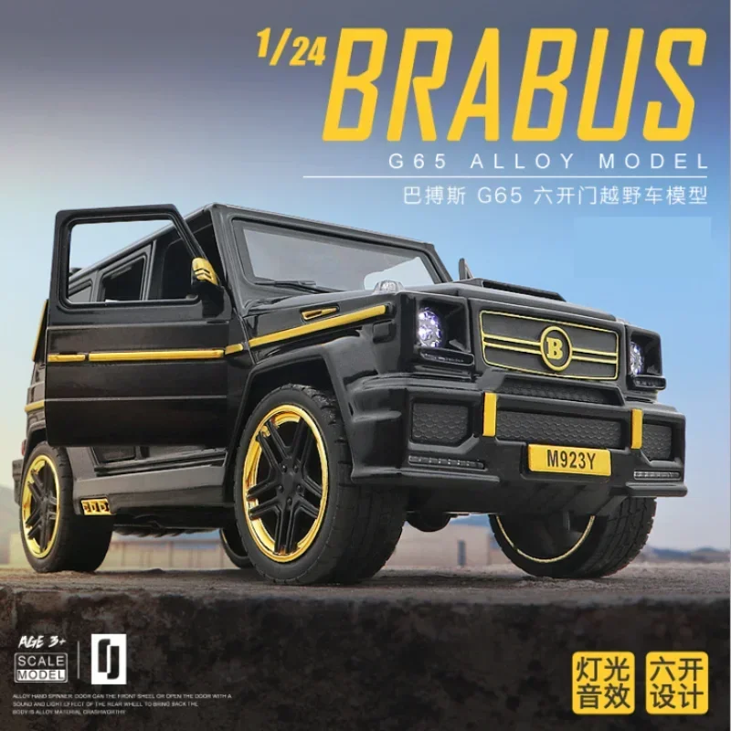 1:24 Benz G65 reequipamento modelo de carro de brinquedo fundido de metal veículo de brinquedo de alta simulação com som e luz puxar para trás presentes de carro A21